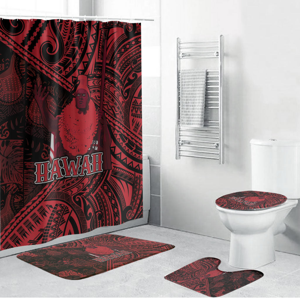 Hawaii King Kamehameha Bathroom Set With Hawaiian Ipu Motifs Red Version