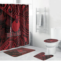 Hawaii King Kamehameha Bathroom Set With Hawaiian Ipu Motifs Red Version