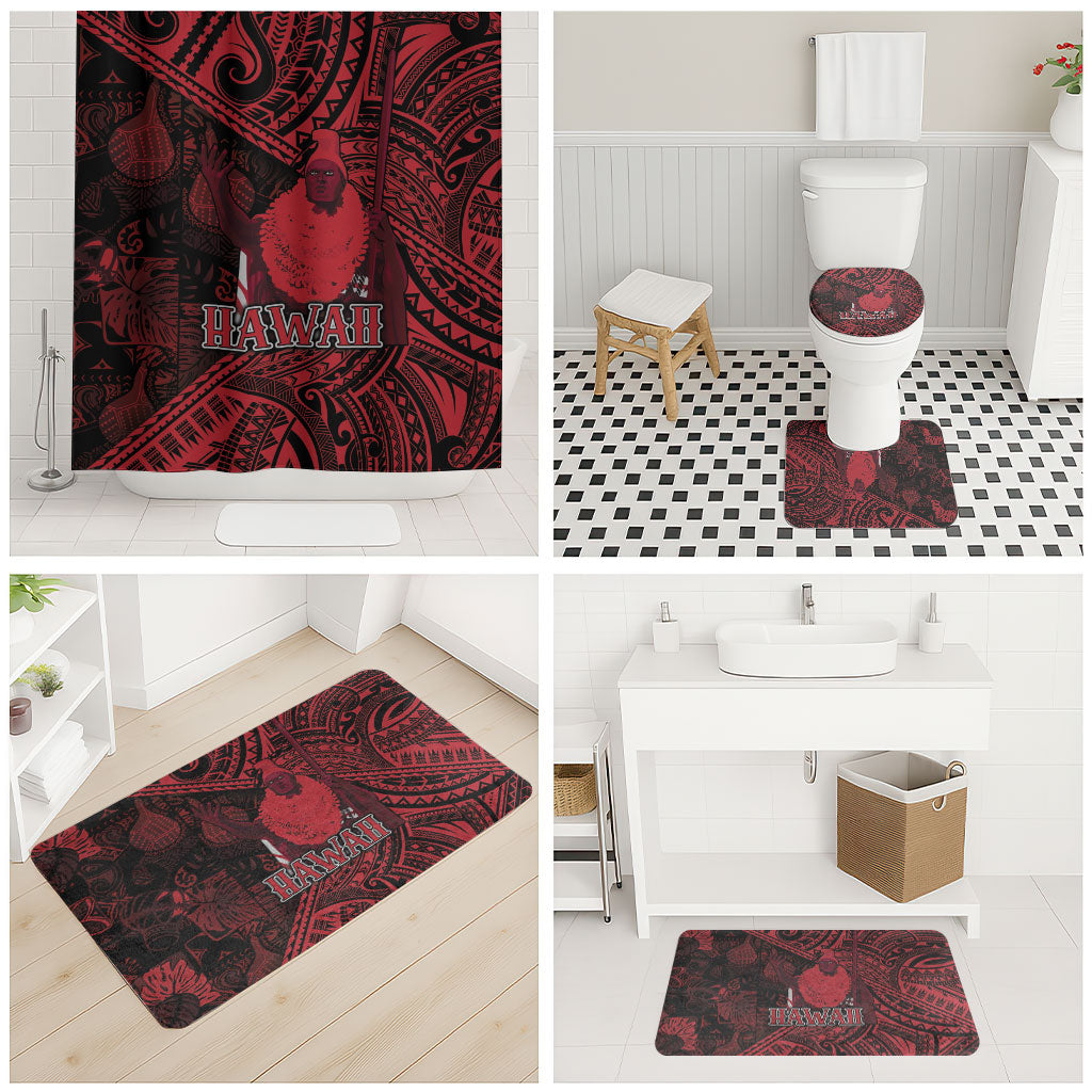 Hawaii King Kamehameha Bathroom Set With Hawaiian Ipu Motifs Red Version