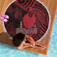 Hawaii King Kamehameha Beach Blanket With Hawaiian Ipu Motifs Red Version