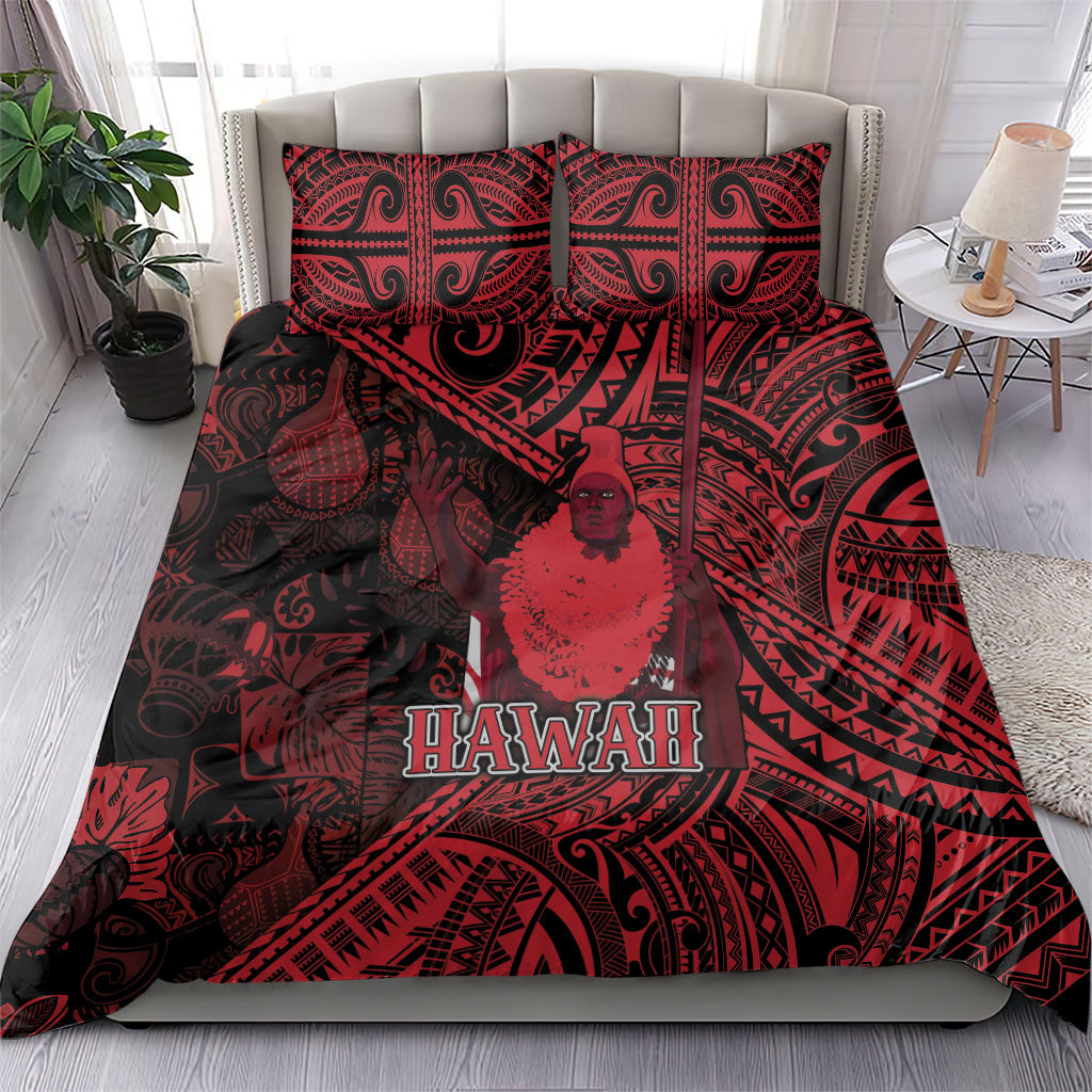 Hawaii King Kamehameha Bedding Set With Hawaiian Ipu Motifs Red Version LT05 - Polynesian Pride