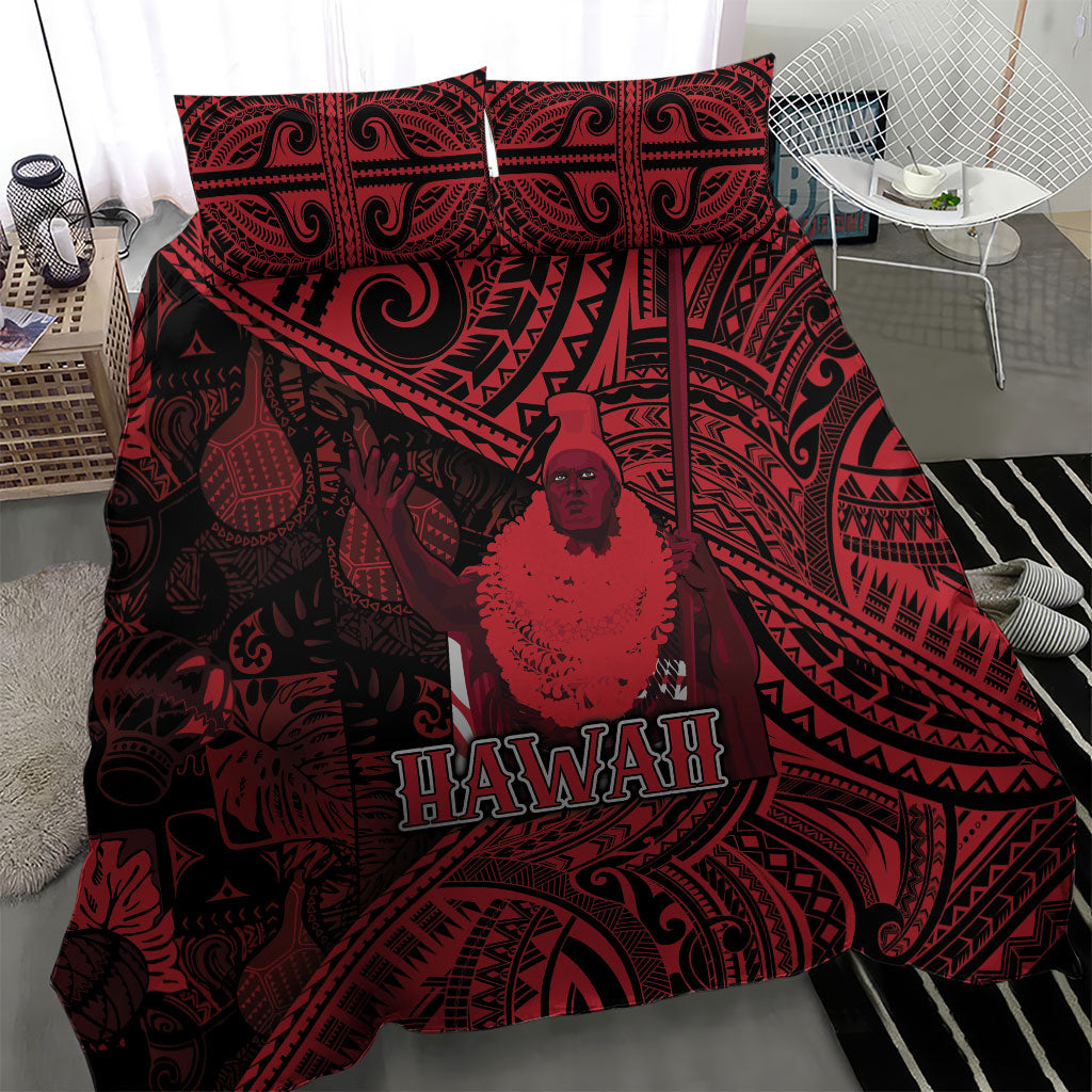 Hawaii King Kamehameha Bedding Set With Hawaiian Ipu Motifs Red Version LT05 - Polynesian Pride