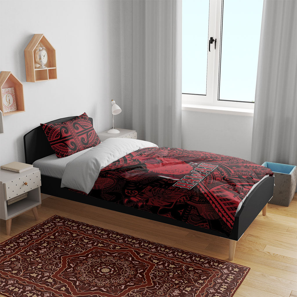 Hawaii King Kamehameha Bedding Set With Hawaiian Ipu Motifs Red Version LT05 - Polynesian Pride