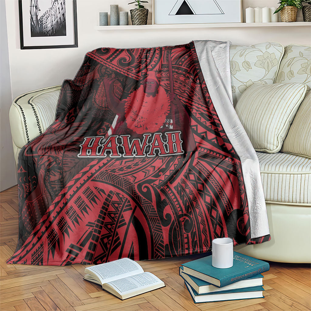 Hawaii King Kamehameha Blanket With Hawaiian Ipu Motifs Red Version