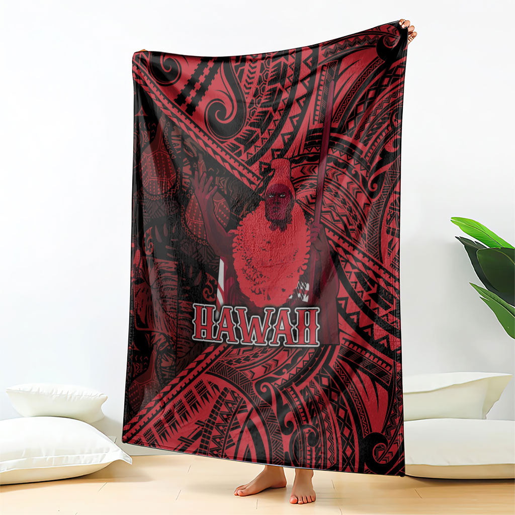 Hawaii King Kamehameha Blanket With Hawaiian Ipu Motifs Red Version