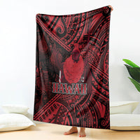 Hawaii King Kamehameha Blanket With Hawaiian Ipu Motifs Red Version