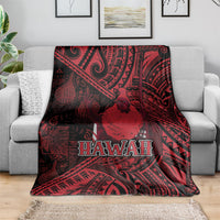 Hawaii King Kamehameha Blanket With Hawaiian Ipu Motifs Red Version