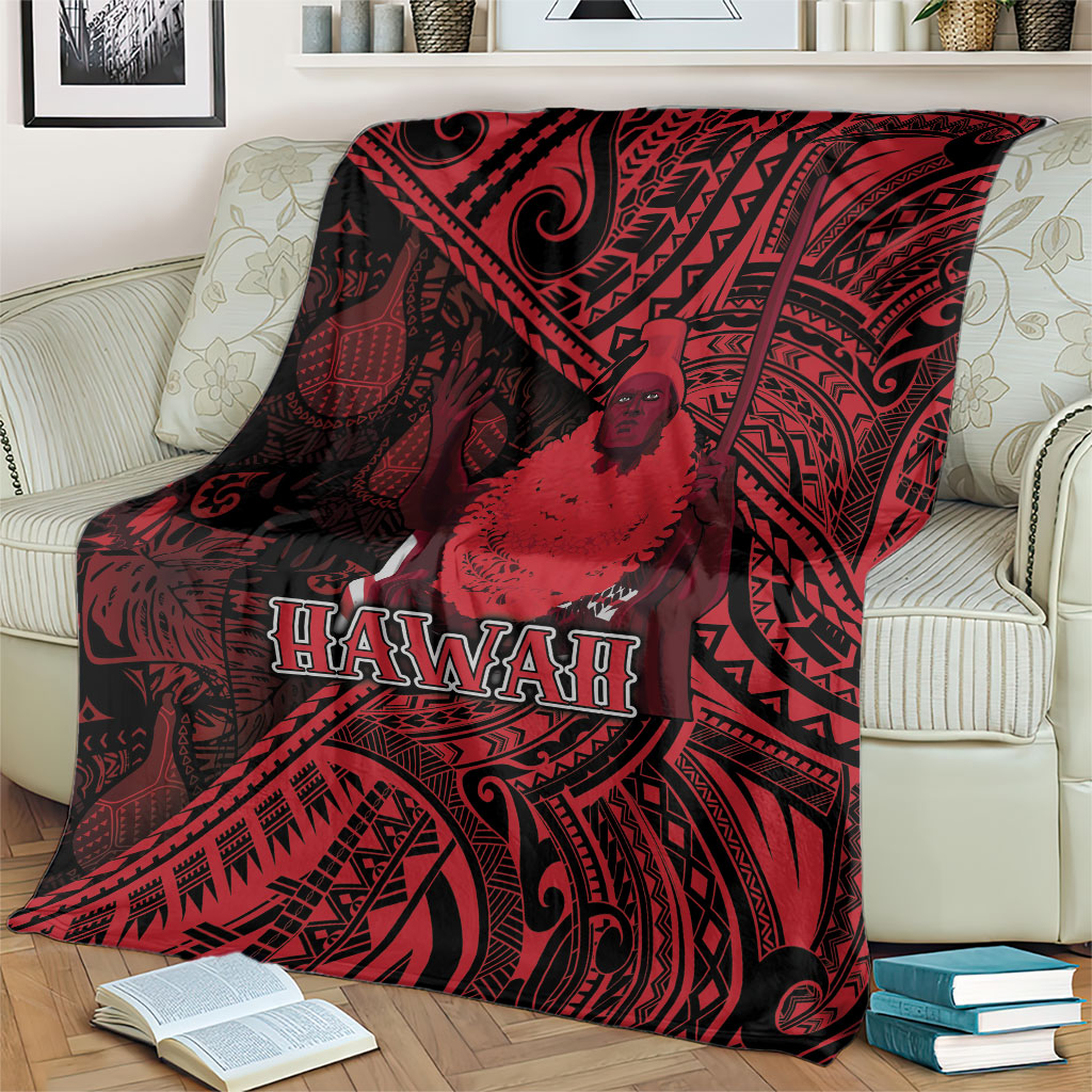 Hawaii King Kamehameha Blanket With Hawaiian Ipu Motifs Red Version