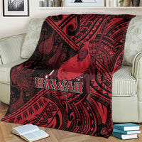 Hawaii King Kamehameha Blanket With Hawaiian Ipu Motifs Red Version
