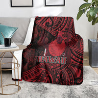 Hawaii King Kamehameha Blanket With Hawaiian Ipu Motifs Red Version