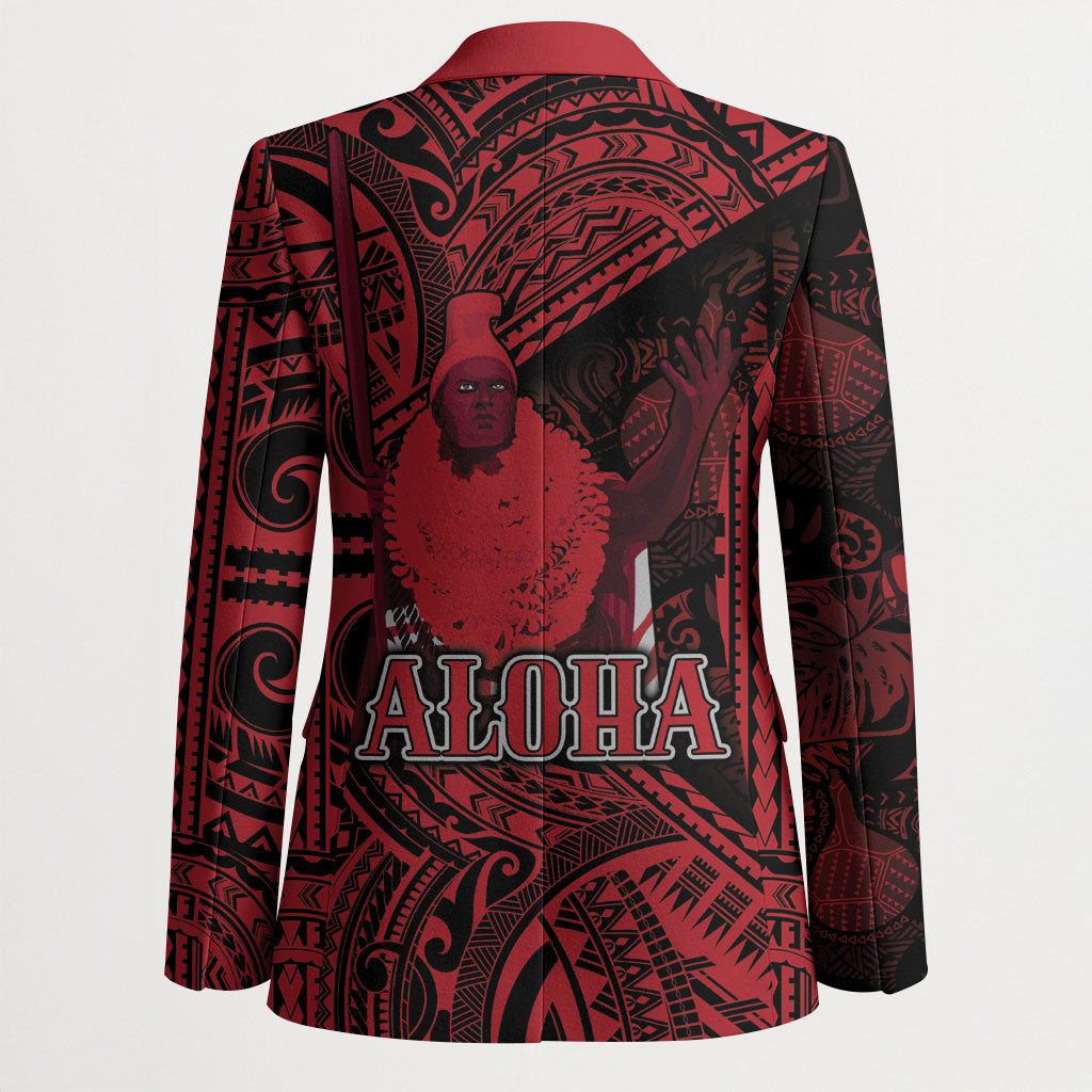 Hawaii King Kamehameha Blazer With Hawaiian Ipu Motifs Red Version LT05 - Polynesian Pride