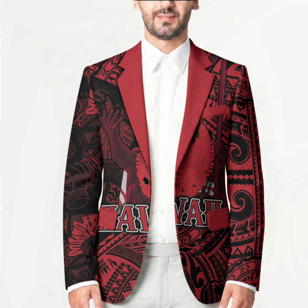 Hawaii King Kamehameha Blazer With Hawaiian Ipu Motifs Red Version LT05 - Polynesian Pride