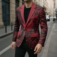 Hawaii King Kamehameha Blazer With Hawaiian Ipu Motifs Red Version LT05 - Polynesian Pride