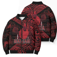 Hawaii King Kamehameha Bomber Puffer Jacket With Hawaiian Ipu Motifs Red Version LT05 - Polynesian Pride