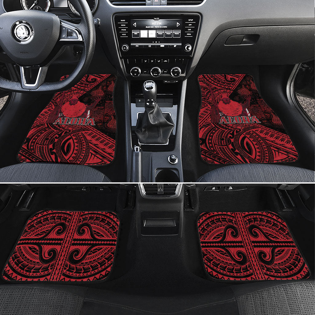 Hawaii King Kamehameha Car Mats With Hawaiian Ipu Motifs Red Version LT05 Set 4pcs Red - Polynesian Pride