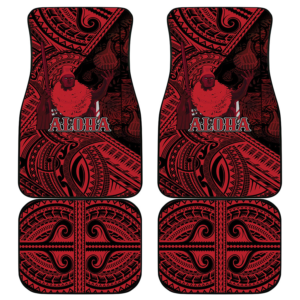 Hawaii King Kamehameha Car Mats With Hawaiian Ipu Motifs Red Version LT05 - Polynesian Pride