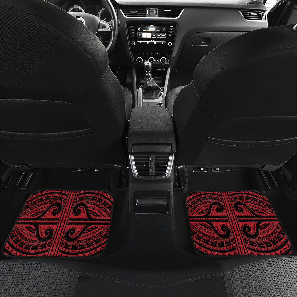 Hawaii King Kamehameha Car Mats With Hawaiian Ipu Motifs Red Version LT05 Set 2pcs - Back Red - Polynesian Pride