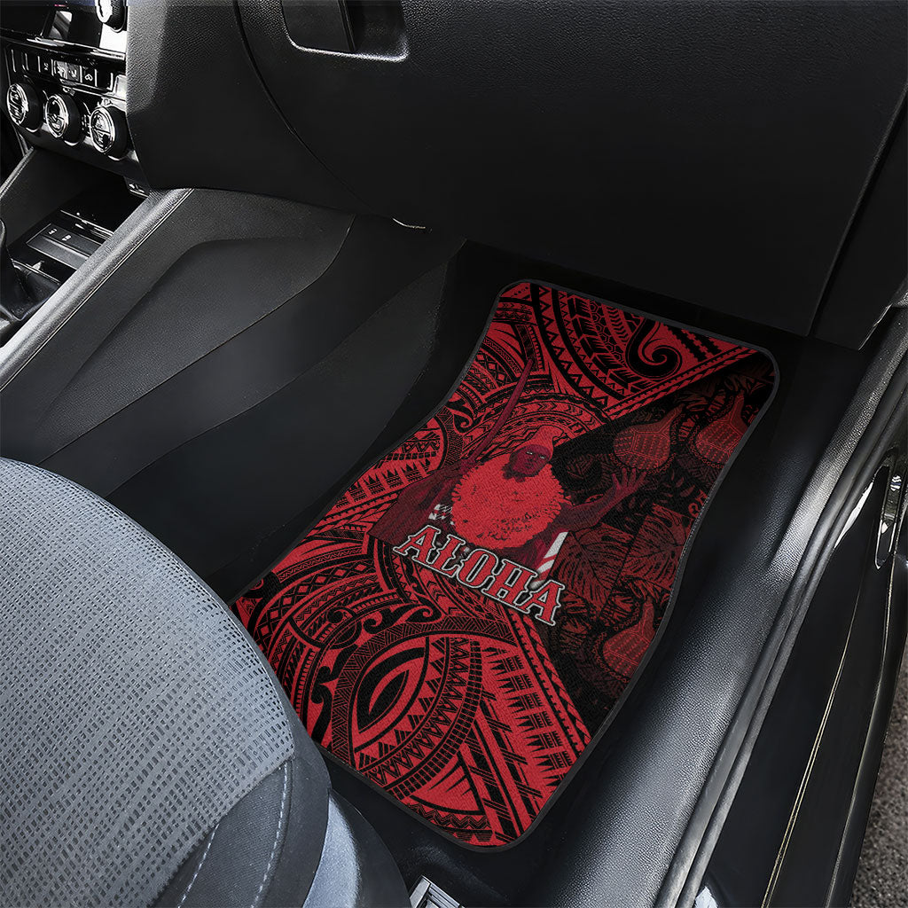 Hawaii King Kamehameha Car Mats With Hawaiian Ipu Motifs Red Version LT05 - Polynesian Pride