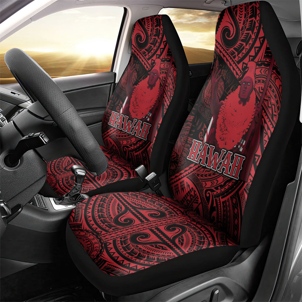 Hawaii King Kamehameha Car Seat Cover With Hawaiian Ipu Motifs Red Version LT05 - Polynesian Pride