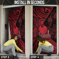 Hawaii King Kamehameha Door Cover With Hawaiian Ipu Motifs Red Version