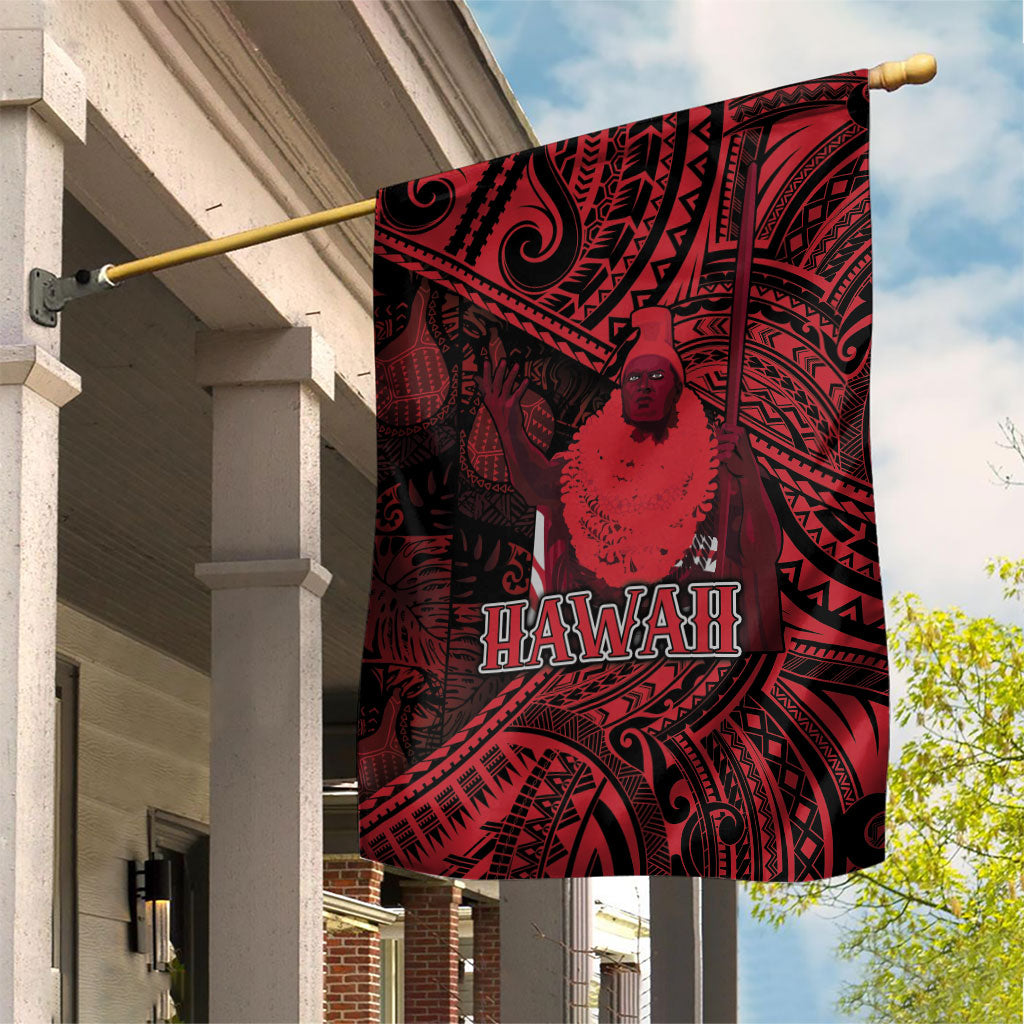 Hawaii King Kamehameha Garden Flag With Hawaiian Ipu Motifs Red Version