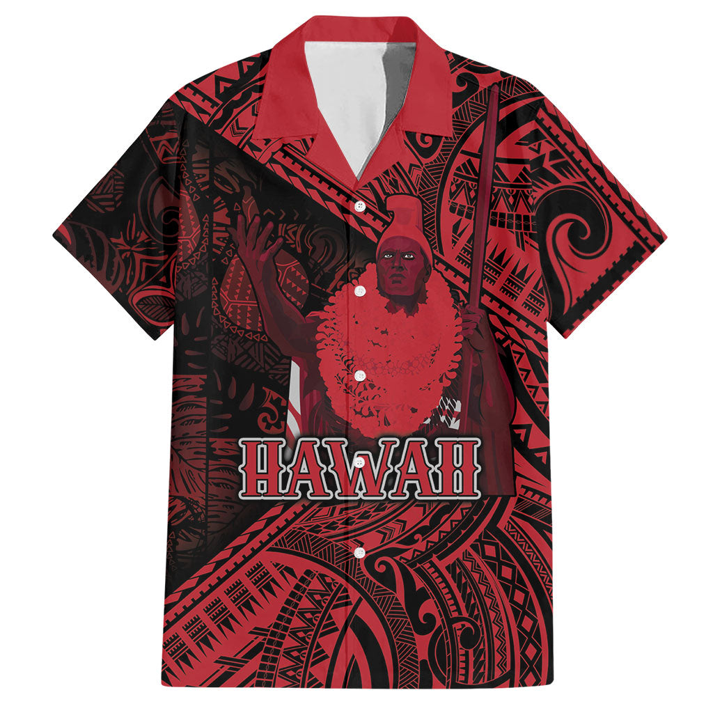 Hawaii King Kamehameha Hawaiian Shirt With Hawaiian Ipu Motifs Red Version