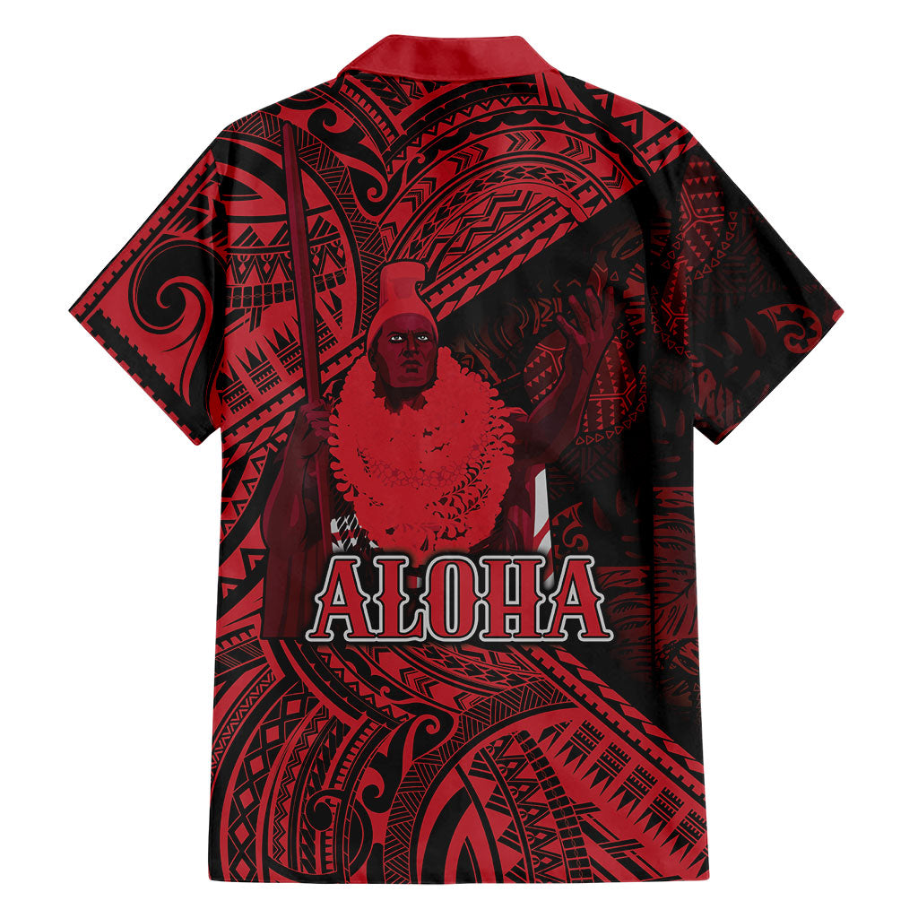 Hawaii King Kamehameha Hawaiian Shirt With Hawaiian Ipu Motifs Red Version