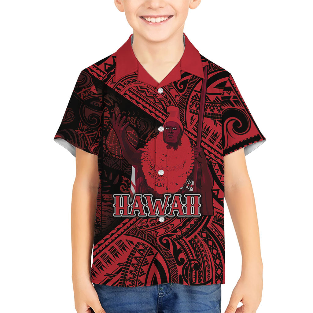 Hawaii King Kamehameha Hawaiian Shirt With Hawaiian Ipu Motifs Red Version