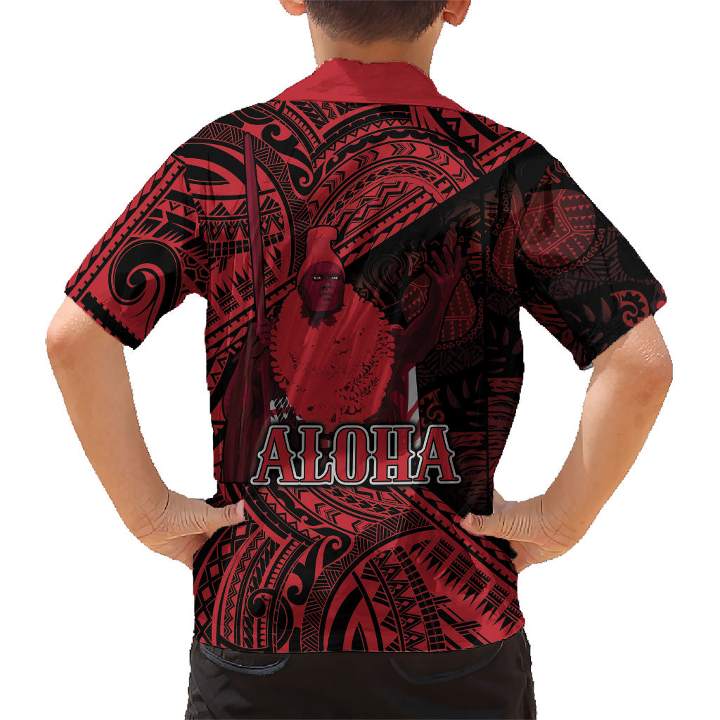 Hawaii King Kamehameha Hawaiian Shirt With Hawaiian Ipu Motifs Red Version