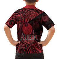 Hawaii King Kamehameha Hawaiian Shirt With Hawaiian Ipu Motifs Red Version