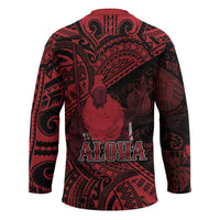 Hawaii King Kamehameha Hockey Jersey With Hawaiian Ipu Motifs Red Version LT05 - Polynesian Pride