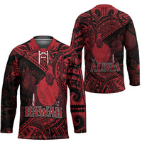 Hawaii King Kamehameha Hockey Jersey With Hawaiian Ipu Motifs Red Version LT05 - Polynesian Pride