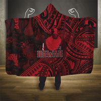 Hawaii King Kamehameha Hooded Blanket With Hawaiian Ipu Motifs Red Version