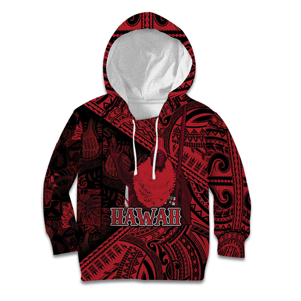 Hawaii King Kamehameha Kid Hoodie With Hawaiian Ipu Motifs Red Version LT05 Hoodie Red - Polynesian Pride