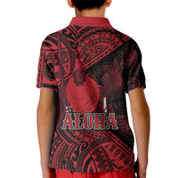Hawaii King Kamehameha Kid Polo Shirt With Hawaiian Ipu Motifs Red Version LT05 - Polynesian Pride