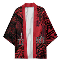 Hawaii King Kamehameha Kimono With Hawaiian Ipu Motifs Red Version