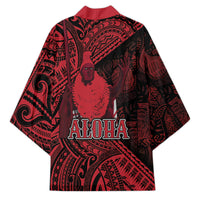 Hawaii King Kamehameha Kimono With Hawaiian Ipu Motifs Red Version