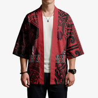 Hawaii King Kamehameha Kimono With Hawaiian Ipu Motifs Red Version