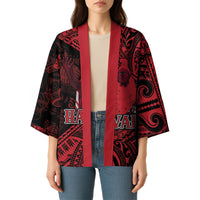 Hawaii King Kamehameha Kimono With Hawaiian Ipu Motifs Red Version