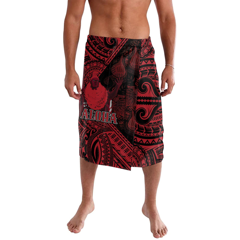 Hawaii King Kamehameha Lavalava With Hawaiian Ipu Motifs Red Version LT05 Red - Polynesian Pride