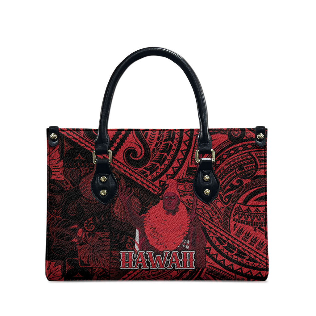 Hawaii King Kamehameha Leather Bag With Hawaiian Ipu Motifs Red Version LT05 - Polynesian Pride