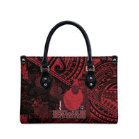 Hawaii King Kamehameha Leather Bag With Hawaiian Ipu Motifs Red Version LT05 - Polynesian Pride