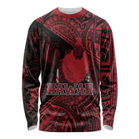 Hawaii King Kamehameha Long Sleeve Shirt With Hawaiian Ipu Motifs Red Version LT05 Unisex Red - Polynesian Pride