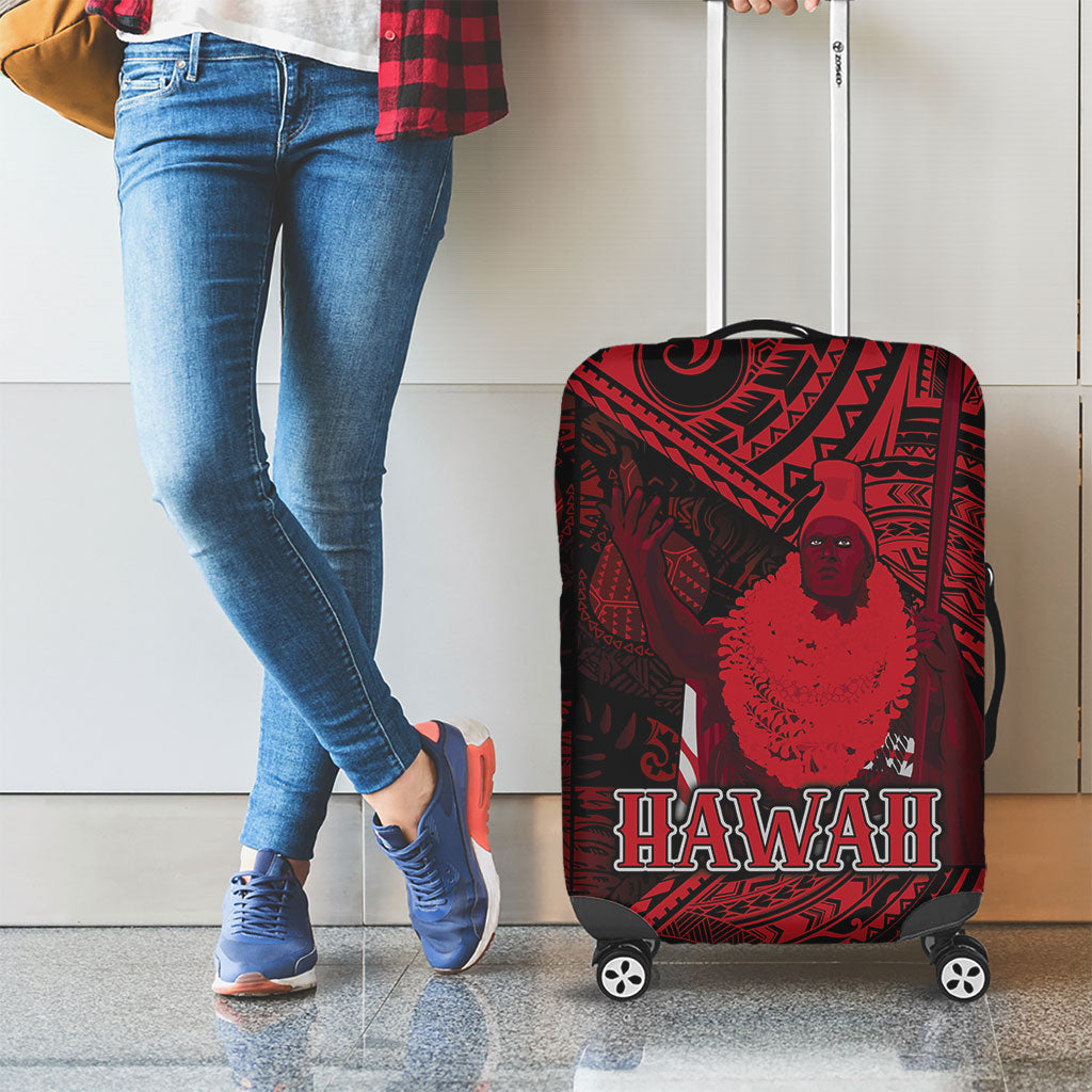 Hawaii King Kamehameha Luggage Cover With Hawaiian Ipu Motifs Red Version LT05 - Polynesian Pride