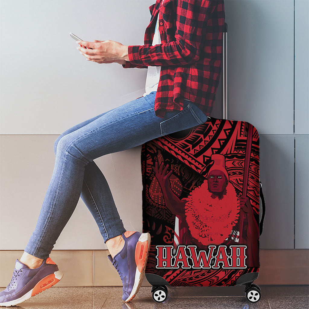 Hawaii King Kamehameha Luggage Cover With Hawaiian Ipu Motifs Red Version LT05 - Polynesian Pride