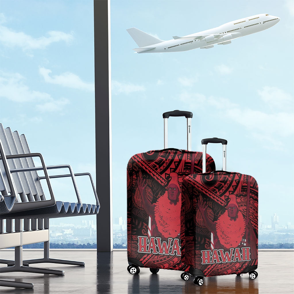 Hawaii King Kamehameha Luggage Cover With Hawaiian Ipu Motifs Red Version LT05 - Polynesian Pride