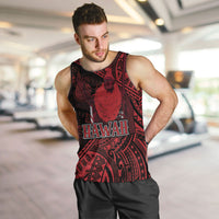 Hawaii King Kamehameha Men Tank Top With Hawaiian Ipu Motifs Red Version LT05 Red - Polynesian Pride