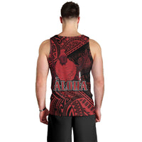 Hawaii King Kamehameha Men Tank Top With Hawaiian Ipu Motifs Red Version LT05 - Polynesian Pride