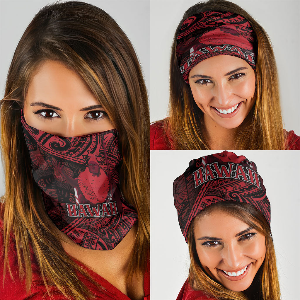 Hawaii King Kamehameha Neck Gaiter With Hawaiian Ipu Motifs Red Version LT05 - Polynesian Pride