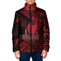 Hawaii King Kamehameha Padded Jacket With Hawaiian Ipu Motifs Red Version LT05 Men Red - Polynesian Pride